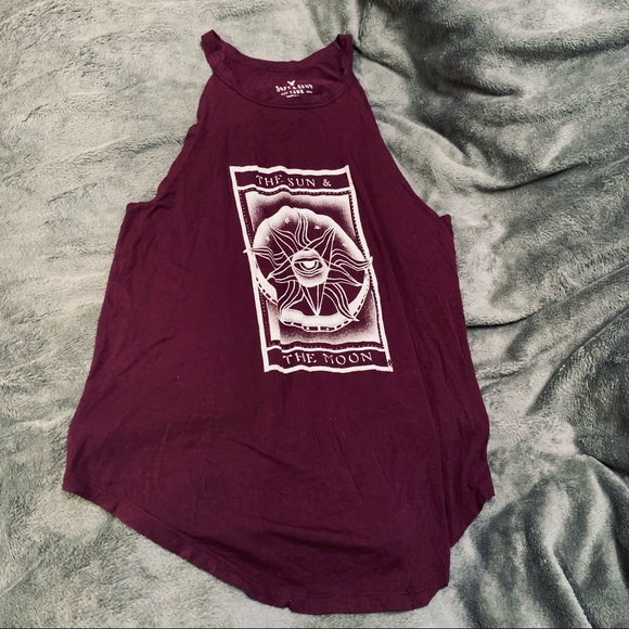 Two AEO Soft and Sexy High-Neck Tank Tops (Washed Black and Maroon) - Picture 6 of 10